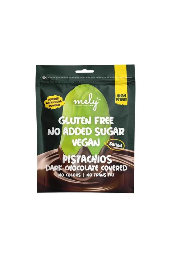 Mely Çikolata Glütensiz Şeker İlavesiz Vegan Çikolata Kaplı Premium Tuzlu Ant. Fıst. 50 GR