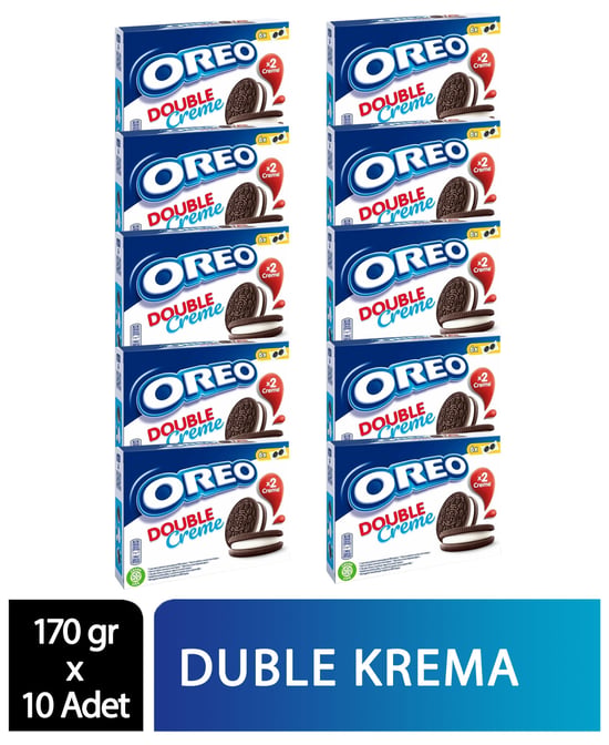 Oreo Duble Vanilya Aromalı Dolgulu Kakaolu Bisküvi 170 Gr - 10 Paket
