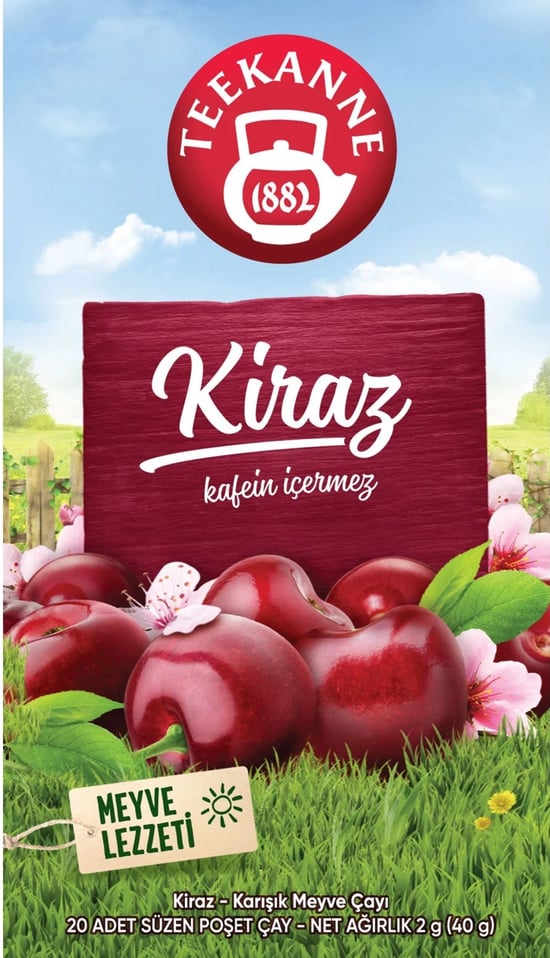 Teekanne 20li Süzen Poşet Çay Kiraz Çayı Meyve Lezzeti (kafein İçermez) 40gr