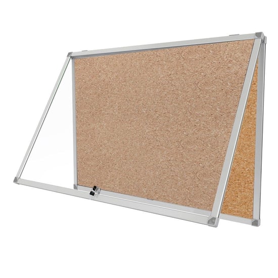 Kilitli Cam İlan Panosu 90x120cm Mantar