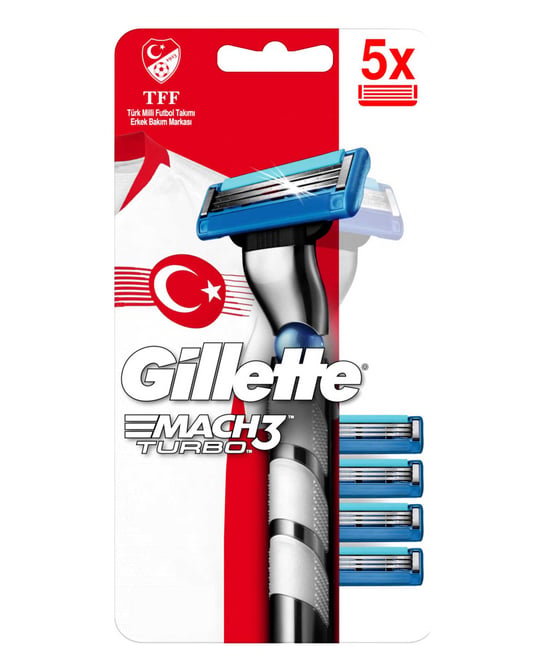 Gillette Mach 3 Turbo Tıraş Makinesi + 5 Yedek Bıçak