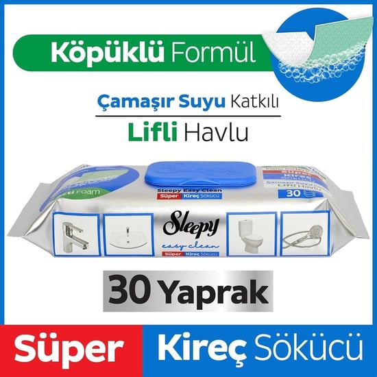 Sleepy Easy Clean Kireç Sökücü Havlu İslak Mendil 30 Yaprak
