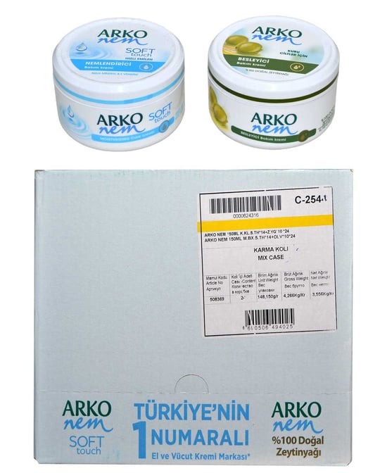 Arko Krem Karma 12 Adet Soft 150 Ml + 12 Adet Zeytinyağlı 150 Ml
