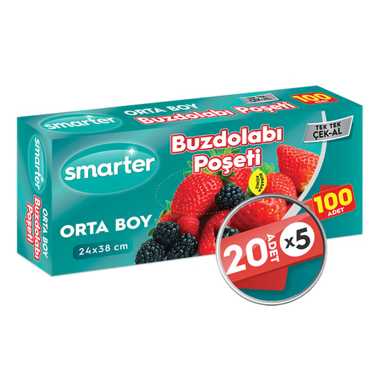 Smart 100 Adet Buzdolabı Poşeti Orta Boy 20 Adet X 5