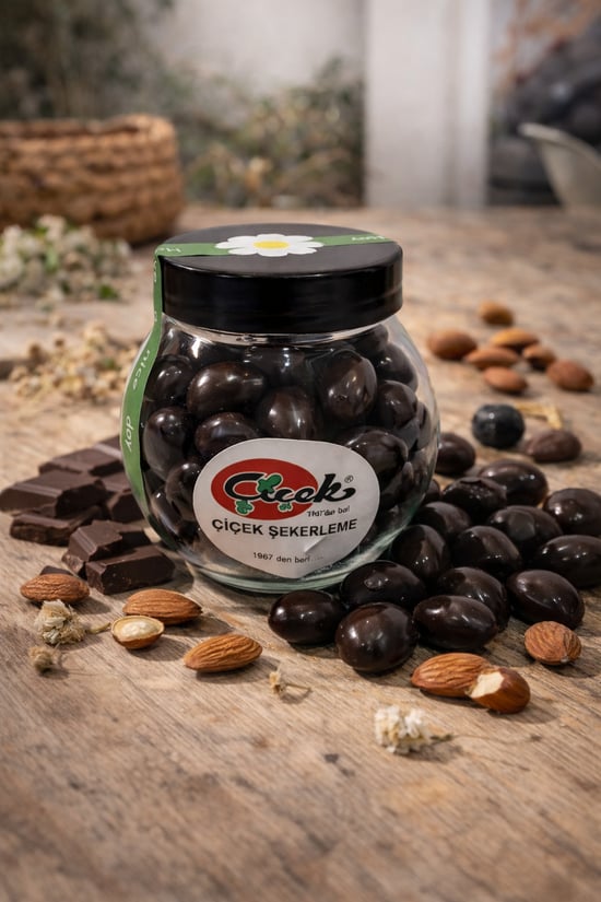 Çiçek Şekerleme Bitter Çikolatalı Badem Draje 100 Gr