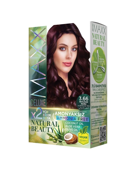 Maxx Deluxe Natural Beauty Amonyaksız Set Boya 3.66 Patlıcan Moru