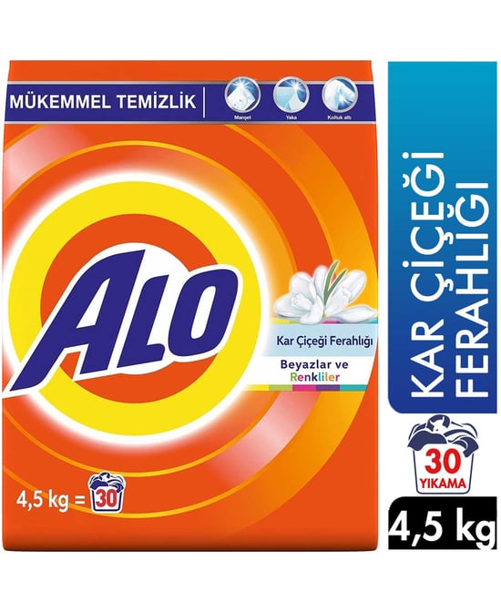 Alo Toz Çamaşır Deterjanı 30 Yıkama 4,5 kg Kar Çiçeği Ferahlığı
