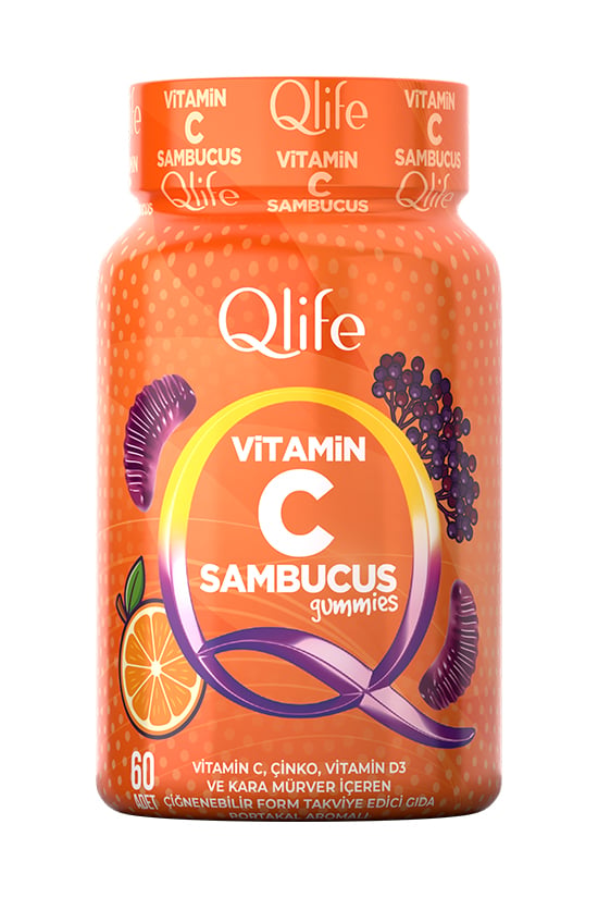 Qlife Vitamin C Sambucus Gummies - C Vitamini Çiğnenebilir 60 Adet