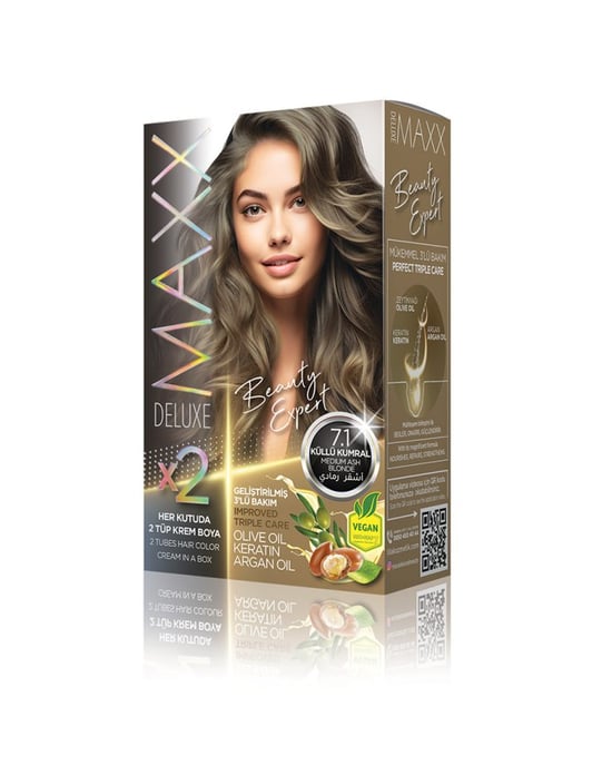 Maxx Deluxe Beauty Expert Set Saç Boyası 7.1 Küllü Kumral