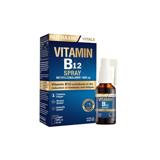 Nutraxin Vitals Vitamin B 12 Sprey Metilkobalamin 1000 Uq 15 Ml