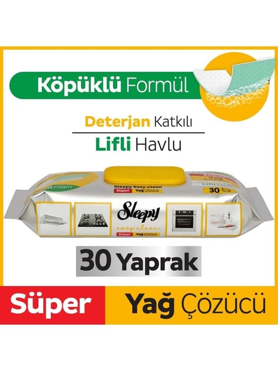 Sleepy Easy Clean Yağ Çözücü Havlu İslak Mendil 30 Yaprak