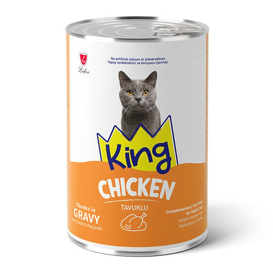 King Sos İçerisinde Et Parçacıklı Tavuklu Kedi Yaş Maması 400 Gr