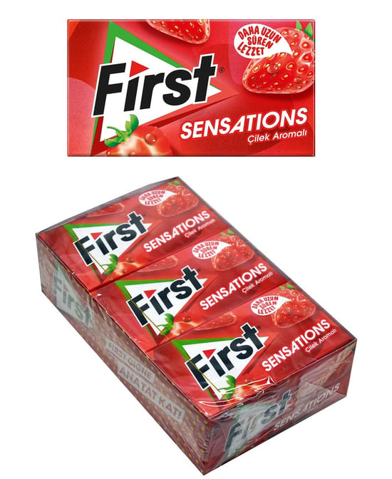 First Sensations Çilek Aromalı Sakız 27 Gr 12'li Paket