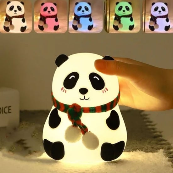 Buffer® 5 Farklı Renk Modlu Panda Figürlü Pofuduk Led Gece Lambası–yumuşak Dokulu Çocuk Odası ve Dek