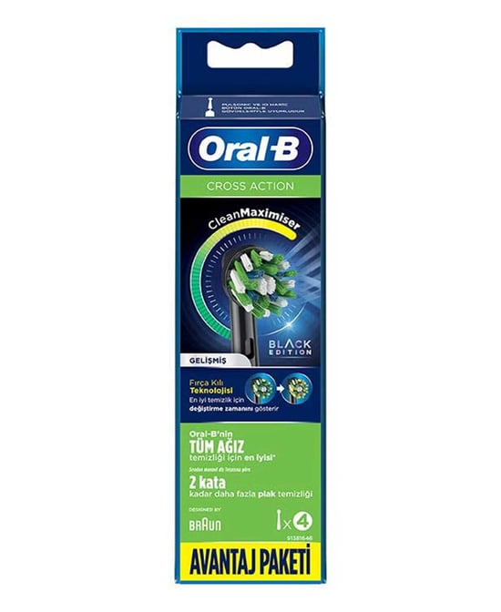 Oral-b Şarjlı Diş Fırçası Yedek Başlık 4'lü Cross Action Siyah
