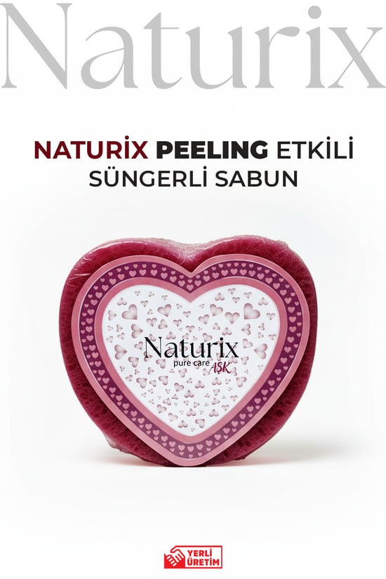 Naturix Kalp Şekilli Peeling Etkili Sabun Süngerli Sabun 130 gr