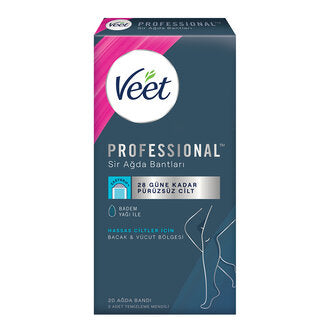 Veet Sir Ağda Bantları Professional Hasas Ciltler için Bacak ve Vücut Bölgesi 20 Li