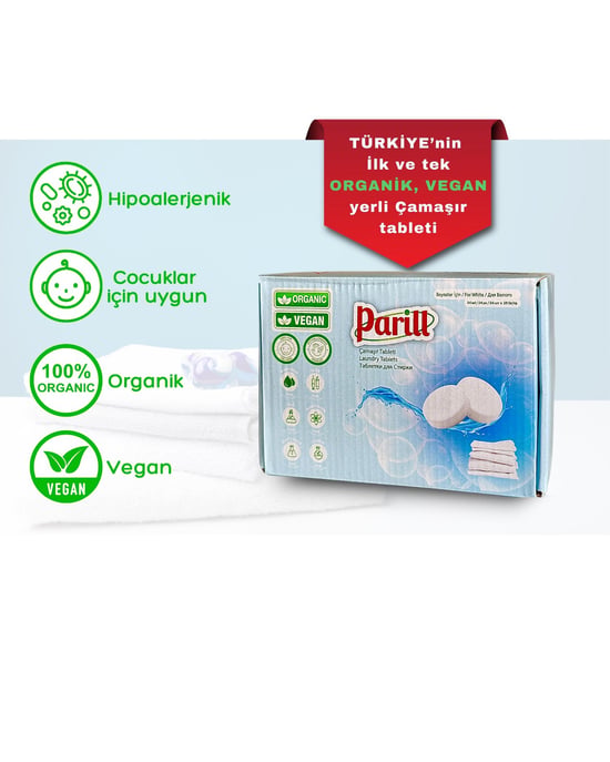 Parill Beyazlar İçin Çamaşır Tableti 24 yıkama – Organik & Vegan