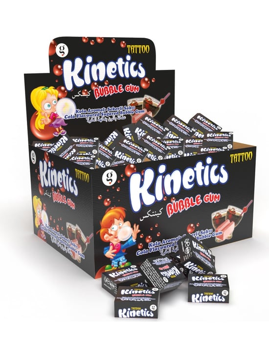 Kinetics Tekli Sakız Tattolu Kola Aromalı Şekerli Sakız 100 Adet 3.5 Gr