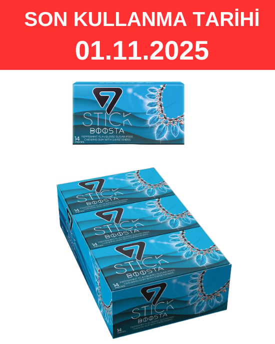 7 STICK Nane Aromalı Şekersiz Sakız 29 gr X 12'li Paket