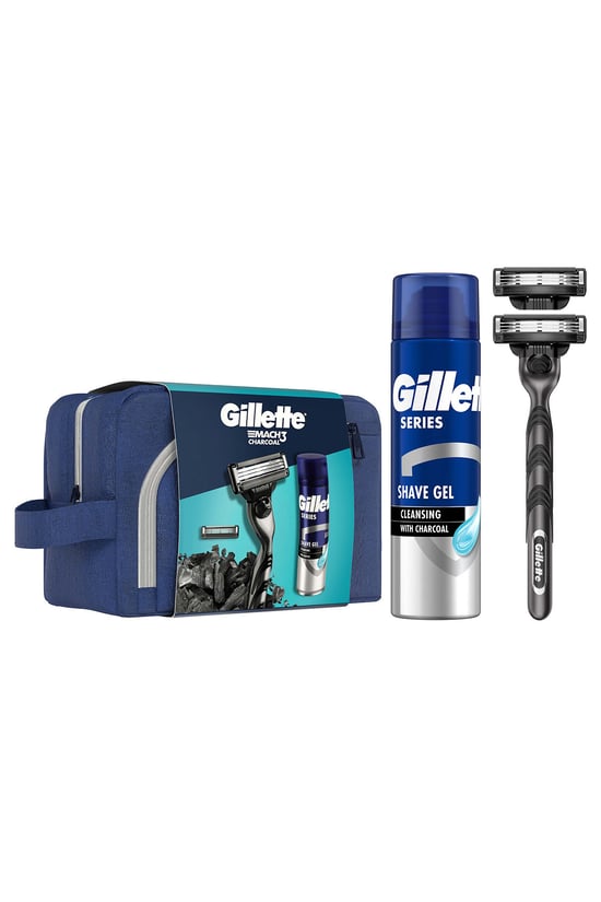 Gillette Mach 3 Charcoal Makinesi 2up+ Gillette Series Tıraş Jeli200ml.+çanta