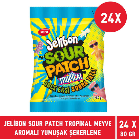 Jelibon Sour Patch Tropikal Meyve Aromalı Yumuşak Şekerleme 80 Gr 24 Adet