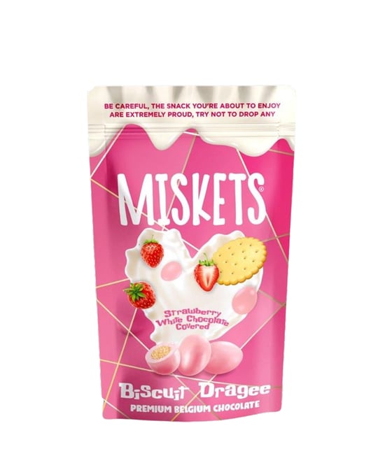 Miskets Çilek Aromalı Fildişi Çikolata Bisküvi Draje 80 Gr