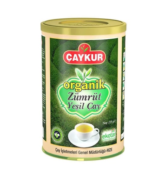 Çaykur Organik Silindir Kutu Zümrüt Yeşil Çay 125 Gr