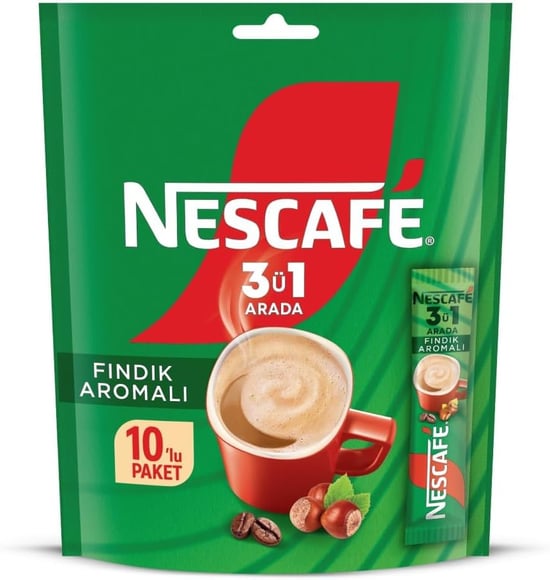 Nescafe 3'ü 1 Arada 10'lu Paket Fındık Aromalı
