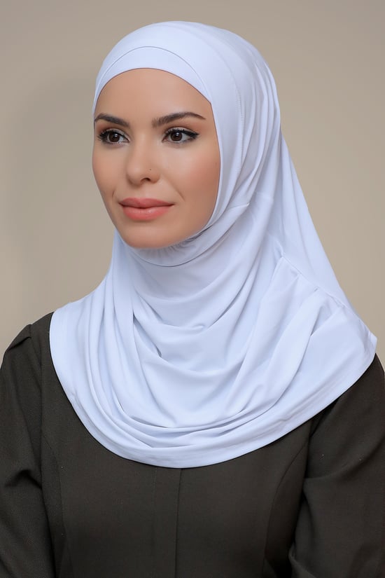 Hürrem Bone Beyaz Pratik Hazır Geçmeli Tesettür Eşarp Sandy Kumaş Kendinden Boneli 1290_42