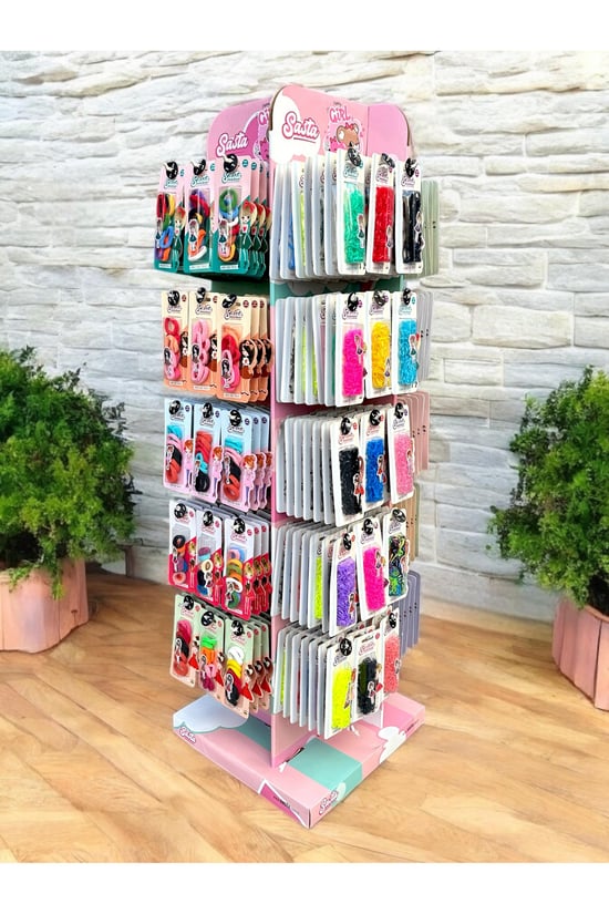 Sasta Gökkuşağı Mix Toka Standı (504 Adet)