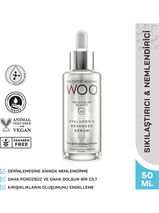 Woo Skin Expert Academy Yoğun Nemlendirici Hyaluronik Asit Serum 50ml Dolgunlaştırma ve Sıkılaştırma Asit Moleküllü