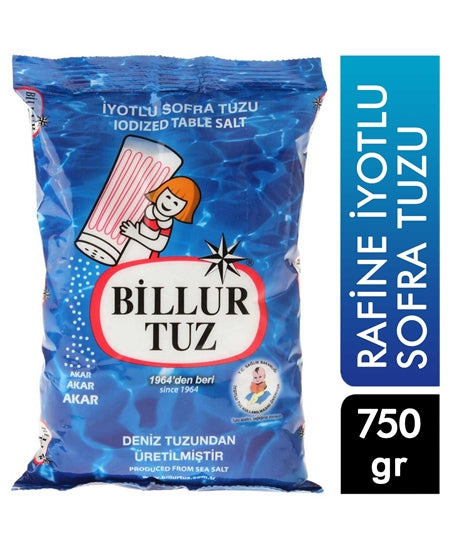 Billur Rafine İyotlu Sofra Tuzu 750 Gr
