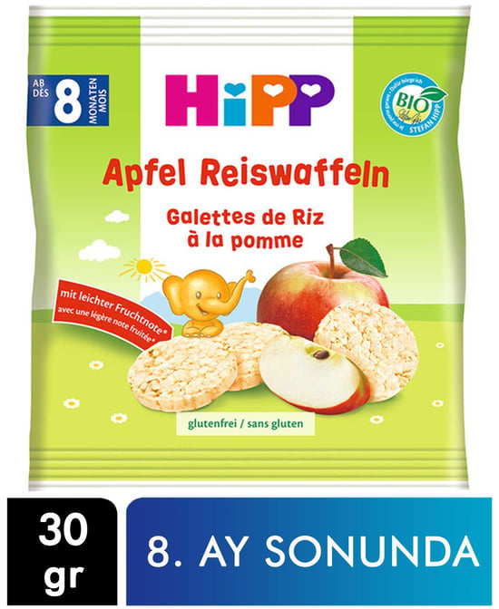 Hipp Organik Elmalı Pirinçli Bebek Gofreti 30 G 8. Ay Sonunda