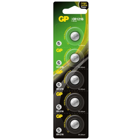 Gp Batteries Cr1216 1216 Boy Lityum Düğme Pil, 3 Volt, 5'li Kart