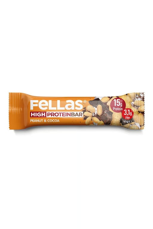 Fellas Yüksek Protein Bar - Yer Fıstıklı ve Kakaolu 45g X 12 Adet
