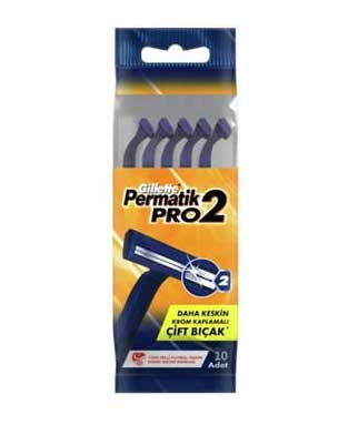 Gillette Permatik Pro 2 Tıraş Bıçağı 10'lu Poşet