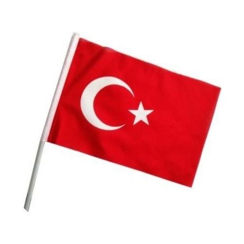 Türk Bayrağı Bez 20x30 Plastik Sopalı 10' Lu
