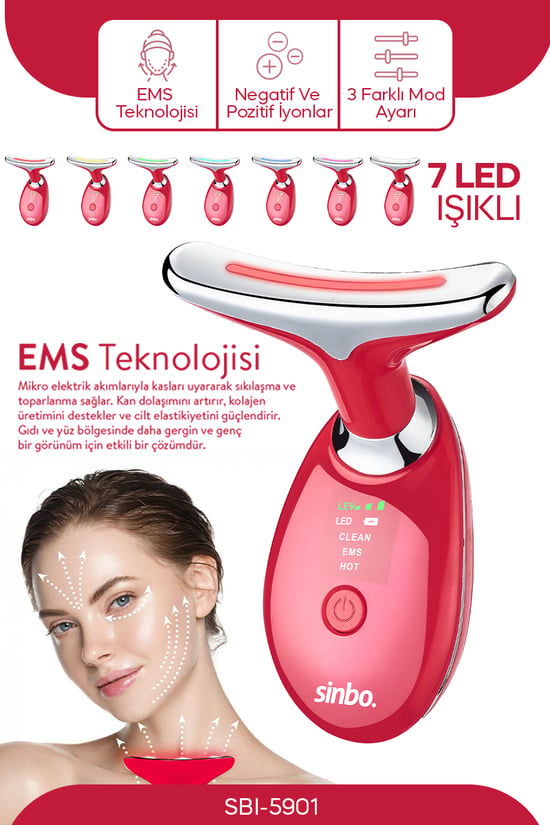 Sinbo Sbi-5901 Yüz ve Boyun Bölgesi Sıkılaştırıcı Kırmızı