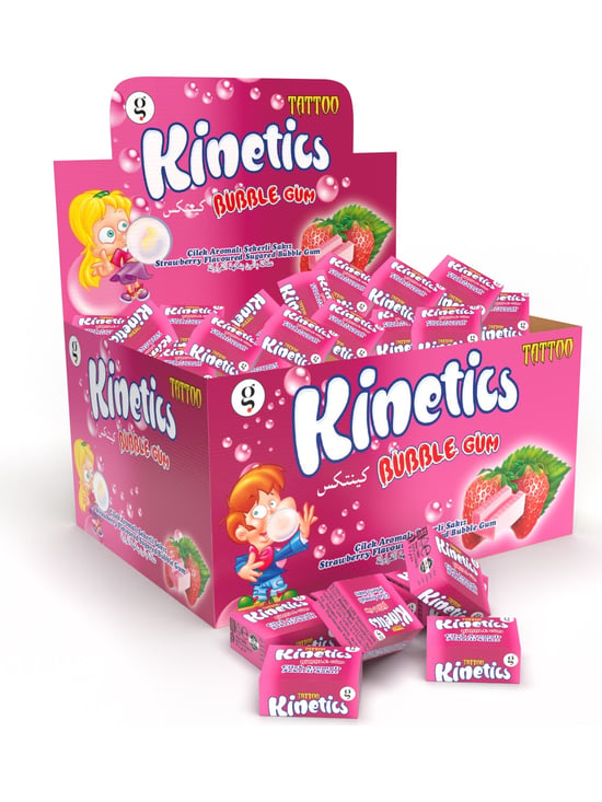 Kinetics Tekli Sakız Tattolu Çilek Şekerli Sakız 100 Adet 3.5 Gr
