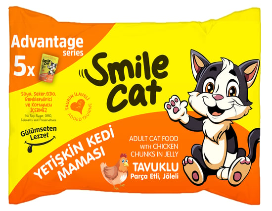 Smile Cat Flowpack 425 Gr (5*85gr) Yetişkin Kedi Tavuklu Mama Sml-026