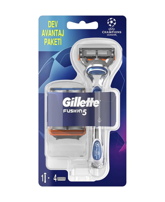 Gillette Fusion Tıraş Makinesi + 4 Yedek Bıçak Şampiyonlar Ligi