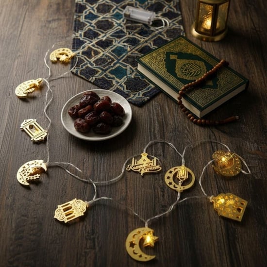 Buffer® 10 Adet Sarkıtlı Karışık Ramazan Temalı Led İşık – Pilli 2 Metre Ramazan Süsü, İslami Dekora