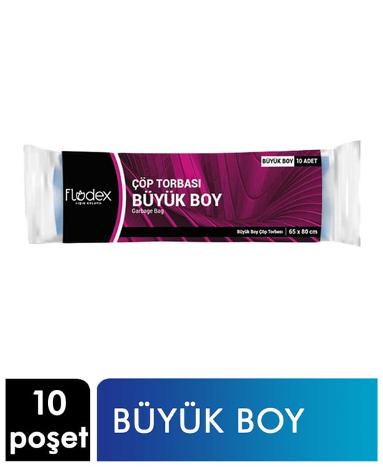 Flodex Extra Güçlü Çöp Torbası Büyük Boy 10'lu Paket