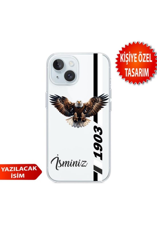 Dİyari Firsat İphone 13-İphone 14 Uyumlu Kişiye Özel İsim Eklenebilir Desenli Şeffaf Silikon Kılıf