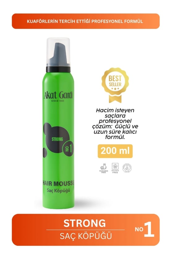Akat Gardi Saç Köpüğü Strong No:1 Yeşil 200 Ml