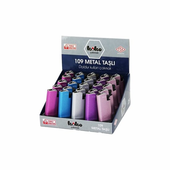 İnura Global Koko-109 Metal ve Parlak Renkli / Taşlı Metal Cep Çakmak