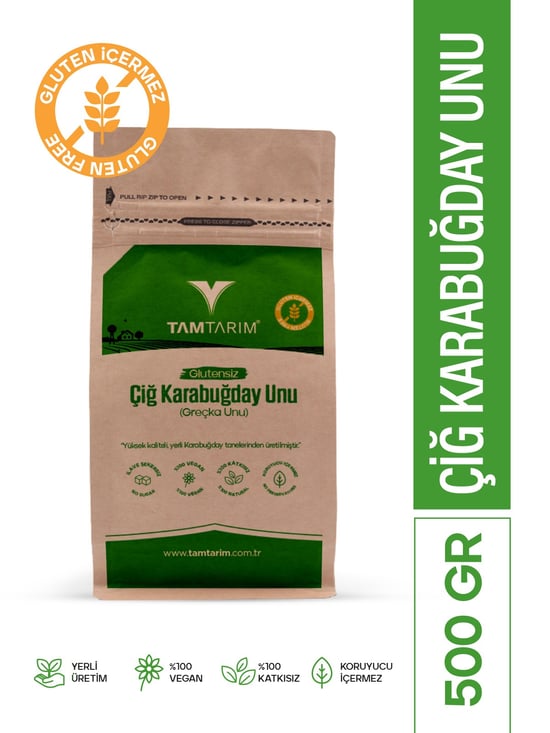 Tam Tarım Glutensiz Çiğ Karabuğday Unu 500 GR