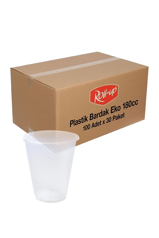 Roll-up Plastik Bardak Ekonomik Şeffaf 180cc 100 Adet
