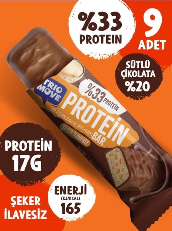 Trio Move %33 Protein Bar Yer Fıstıklı ve Sütlü 50 Gr